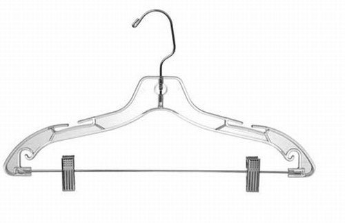 12 Clear Plastic Children's Shirt Hanger with Chrome Hook - 100/Pack