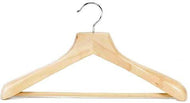Contoured Deluxe Wooden Suit Hanger w/Non-Slip Bar (Natural)