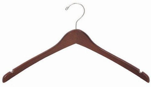 Contoured Wooden Coat Hanger (Walnut/Chrome)