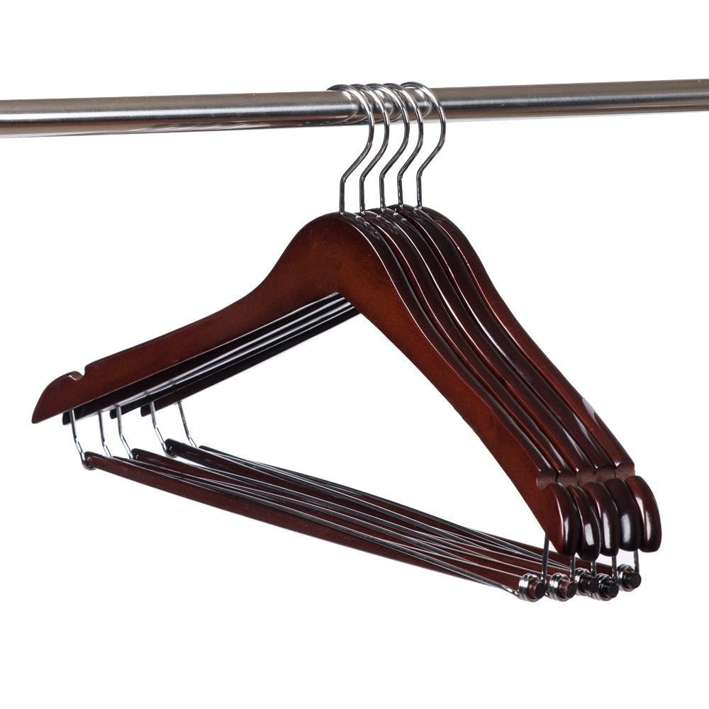 Contoured Deluxe Wooden Coat Hanger (Natural/Chrome)