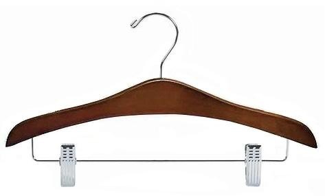 Decorative Wooden Suit Hanger w/Clips (Walnut/Chrome)