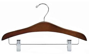 Decorative Wooden Suit Hanger w/Clips (Walnut/Chrome)