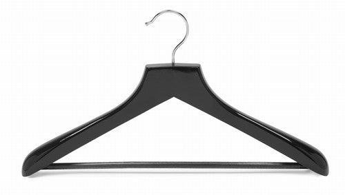 Deluxe Black Wooden Suit Hanger w/Non-Slip Bar