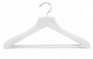 Deluxe White Wooden Suit Hanger w/Non-Slip Bar