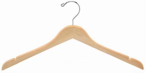 Wood Flat Shirt/Dress Hanger Walnut/Brass Hardware (Box of 100)