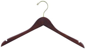 Flat Wooden Dress Hanger (Walnut & Brass)