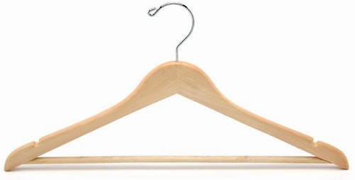 Decorative Flat Suit/Skirt Hanger - Natural & Chrome Wood Hangers