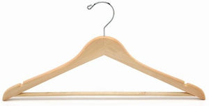 Flat Wooden Suit Hanger w/Bar (Natural)