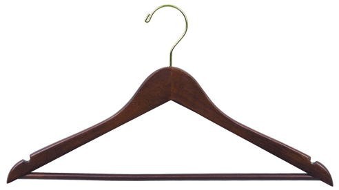 Flat Wooden Suit Hanger w/Bar (Walnut)