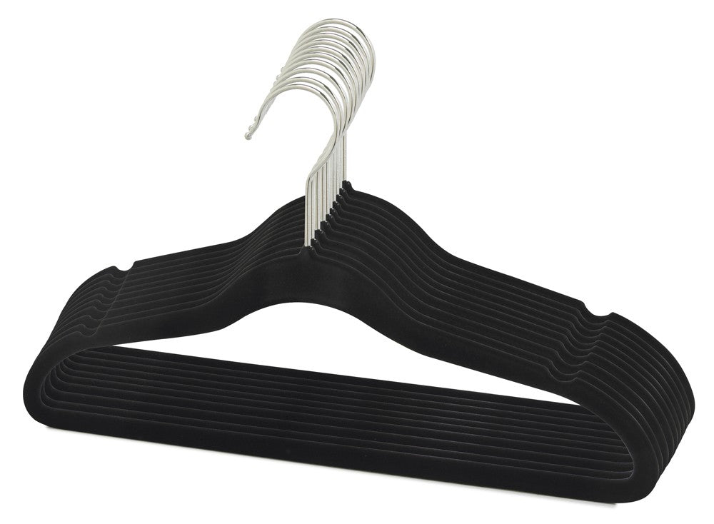 Space Saving Collection Plastic Non-Slip Hangers with Clips for Suit/Coat California Closets Black 50