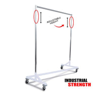 Only Hangers Industrial Strength Z Rack with Built-in Height Extensions - Decorative White Base