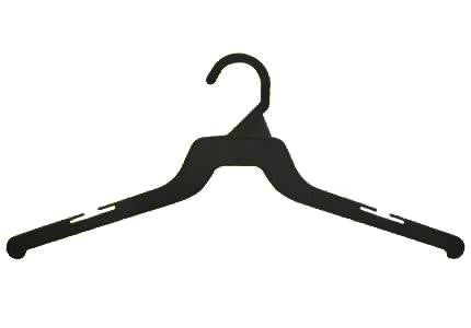 Black Plastic 19 Curved Suit Hanger with Bar - Plastic Hangers
