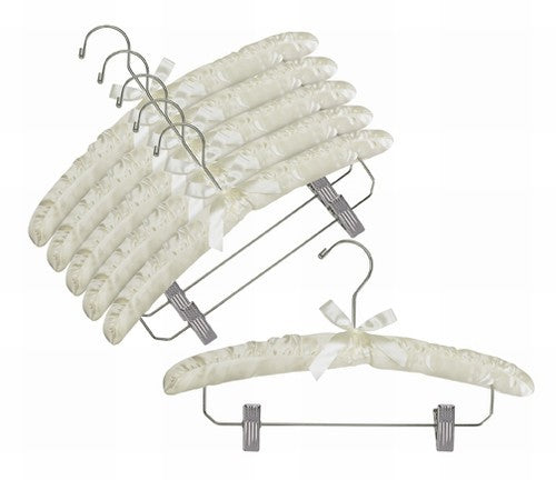 Satin Hangers w/Chrome Hook & Clips (Ivory)