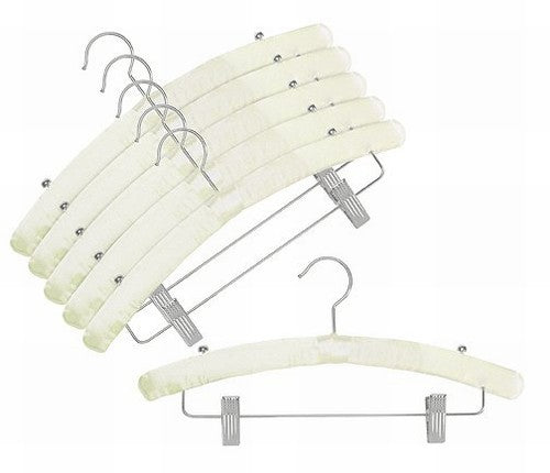 Satin Padded Hangers w/Clips (Ivory)