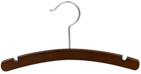 Walnut & Chrome 12" Children's Wooden Dress/Shirt Hanger