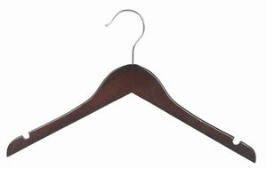 Walnut & Chrome 14&quot; Juniors Wood Dress/Shirt Hanger