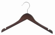 Walnut & Chrome 14" Juniors Wood Dress/Shirt Hanger