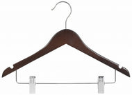 Walnut & Chrome 14" Juniors Wood Suit Hanger w/Clips