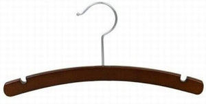 Single Baby, Toddler & Kid-Size Natural Wood Chrome Top Hanger