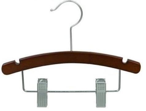 Walnut Wooden Baby Hanger w/Clips 10"