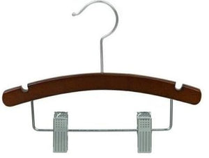 Walnut Wooden Baby Hanger w/Clips 10&quot;