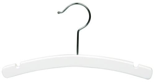 10 White Wooden Baby's Hanger with Chrome Pant Clips