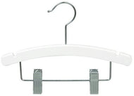 White Wooden Baby Hanger w/Clips 10"