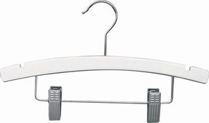 White Wooden Children's Hanger w/Clips - 12&quot;