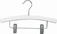 White Wooden Children's Hanger w/Clips - 12"