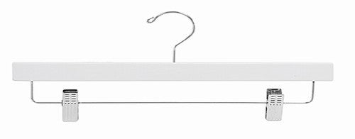 White Wooden Pant-Skirt Hanger ;White Wooden Pant-Skirt Hanger with pants;White Wooden Pant-Skirt Hanger with clips;White Wooden Pant-Skirt Hanger Hanging in closet;White Wooden Pant-Skirt Hanger ;White Wooden Pant-Skirt Hanger 