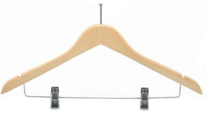 Wooden Anti-Theft Hanger w/Clips