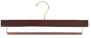 Wooden Pant Hanger w/Non-Slip Bar (Walnut/Brass)