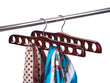 Load image into Gallery viewer, wooden-scarf-hanger-walnut-chrome-side-view
