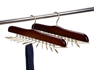 Wooden Tie Hanger - Walnut & Brass