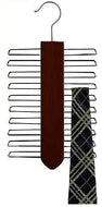 Wooden Vertical Tie Hanger - Walnut & Chrome